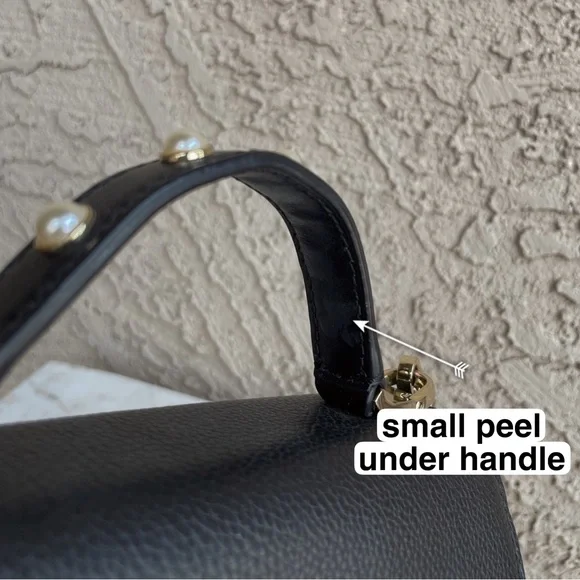KATE SPADE Black Glitter Leather Serrano Place Pearl Mini Satchel Crossbody Bag